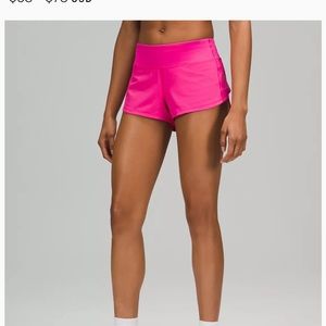 Sonic pink LULULEMON speed up shorts 2.5”
